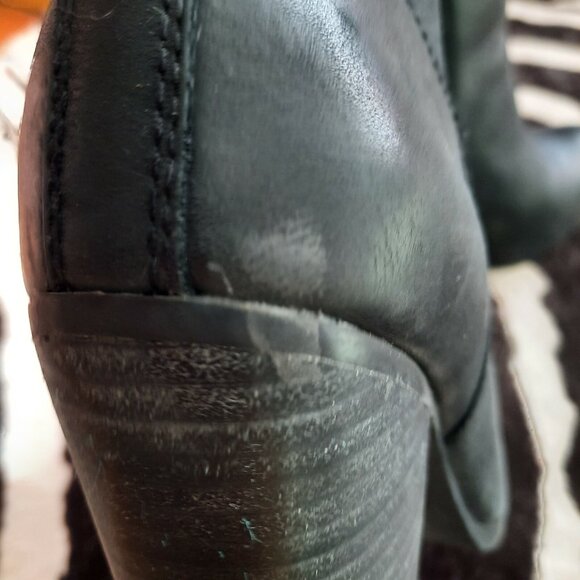 Lucky Brand Black Leather Ankle Boots Booties US Size 7.5 Western Style Pull On - Picture 9 of 12